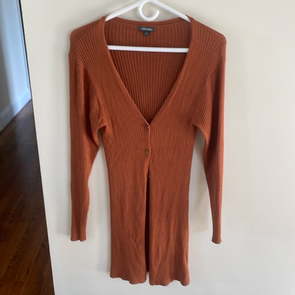 Button down long cardigan size small wild fable in a nylon rayon blend, rust - Picture 1 of 4